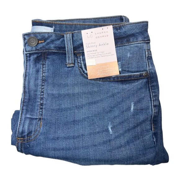 LC Lauren Conrad Womens High Rise Distressed Ankle Skinny Jeans Sz 14 New - Picture 4 of 8